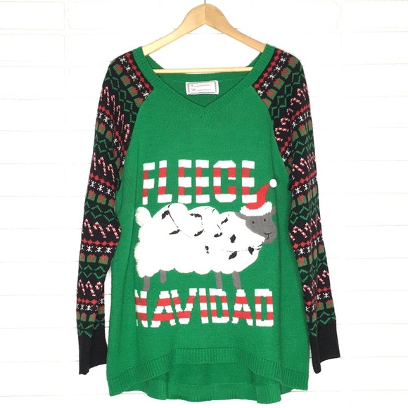 Holiday Sweater Sweaters - "Fleece Navidad" Fuzzy Holiday/Christmas Sweater